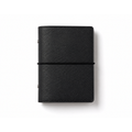 Black A7 Pocket six-ring planner cover with elastic closure on a white background
