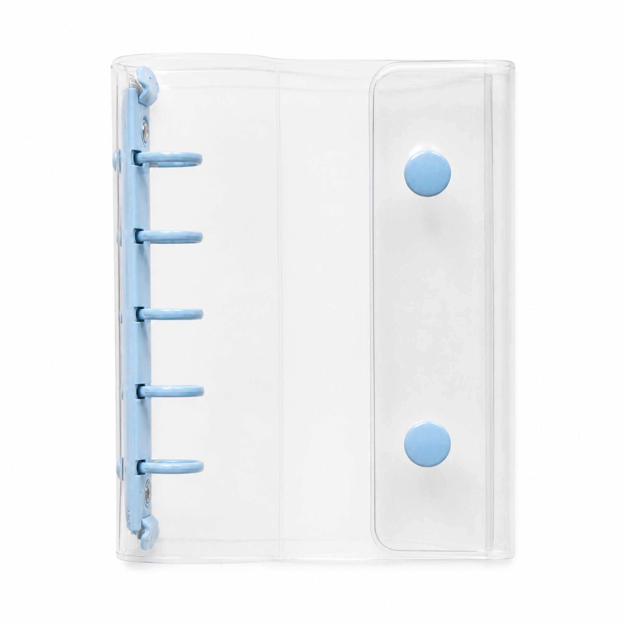 Blue M5 Clear Double-Snap 5-Ring Planner Binder Cover on white background