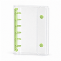 Green A7 Clear Double-Snap 6-Ring Planner Binder Cover on white background