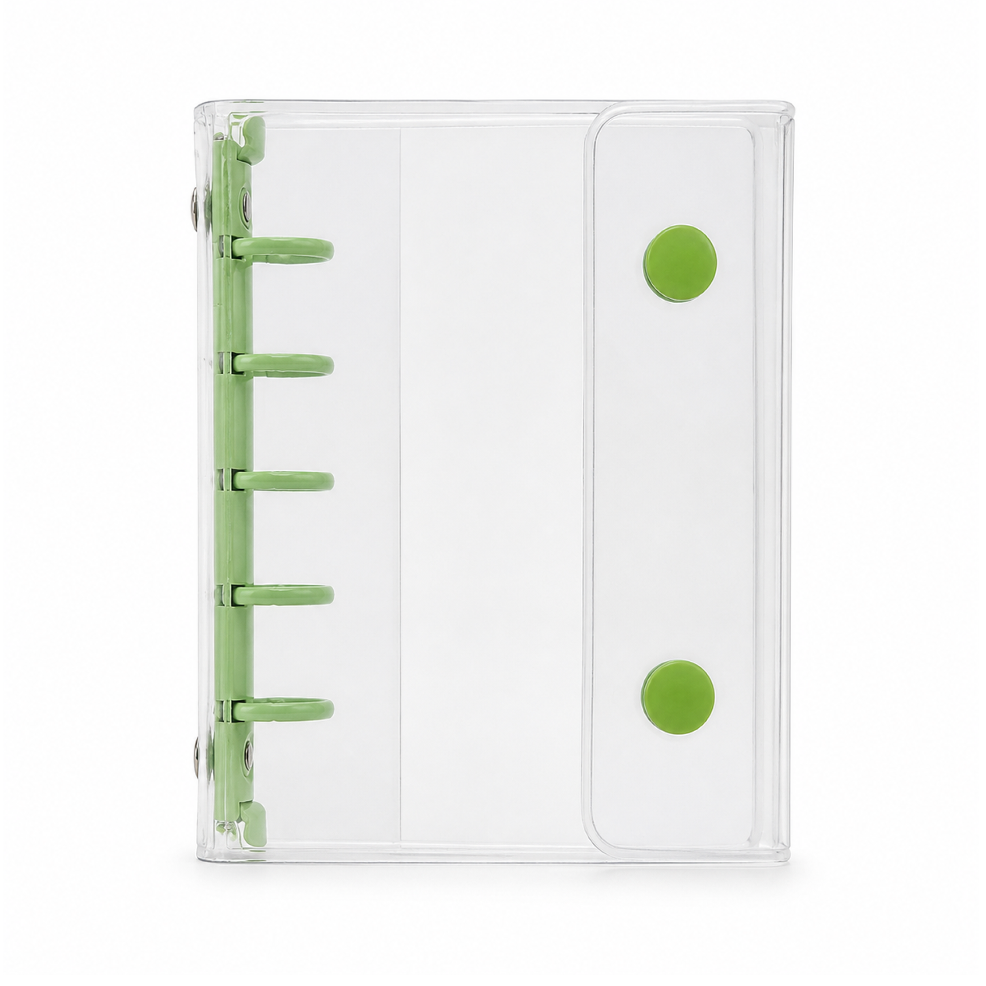 Green M5 Clear Double-Snap 5-Ring Planner Binder Cover on white background