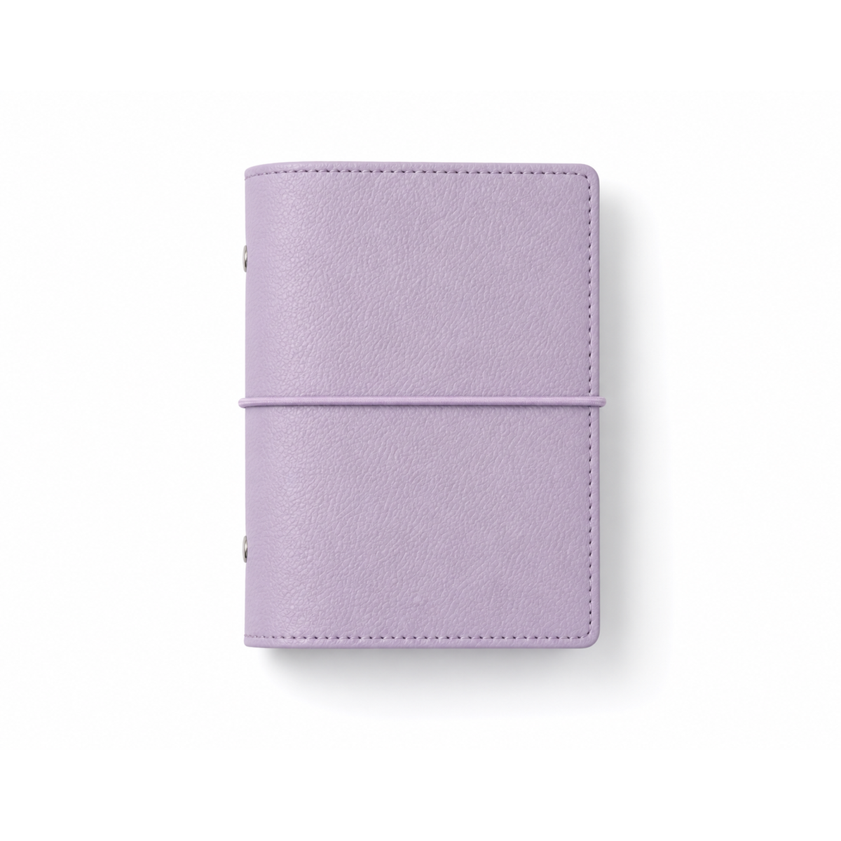 Light Purple A7 Pocket six-ring planner cover with elastic closure on a white background