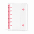 Pink A7 Clear Double-Snap 6-Ring Planner Binder Cover on white background