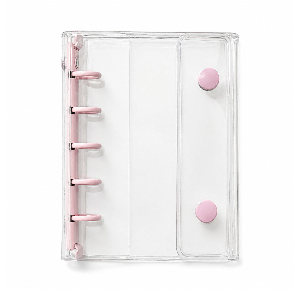 Pink M5 Clear Double-Snap 5-Ring Planner Binder Cover on white background