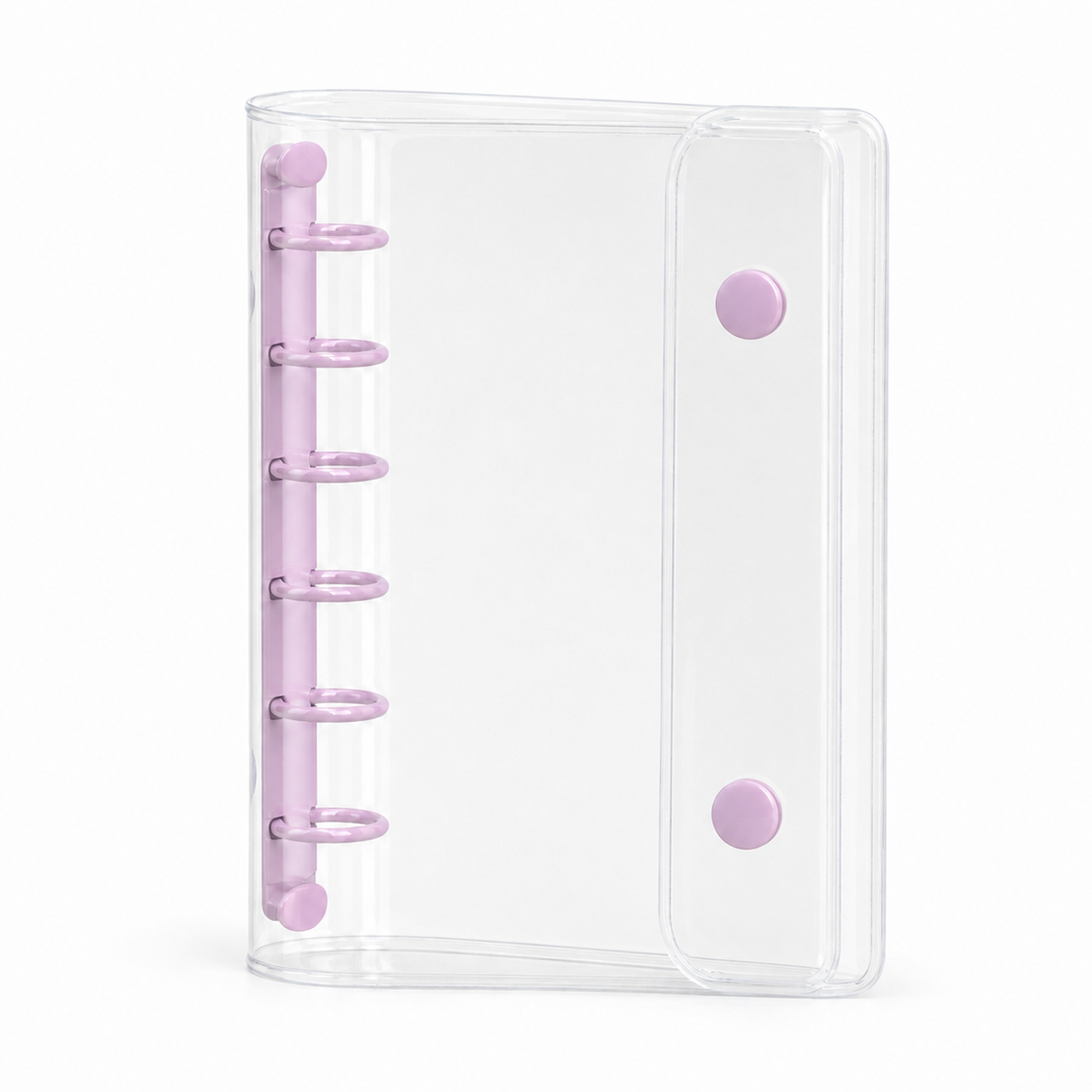 Purple A7 Clear Double-Snap 6-Ring Planner Binder Cover on white background