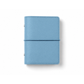 Sky Blue A7 Pocket six-ring planner cover with elastic closure on a white background