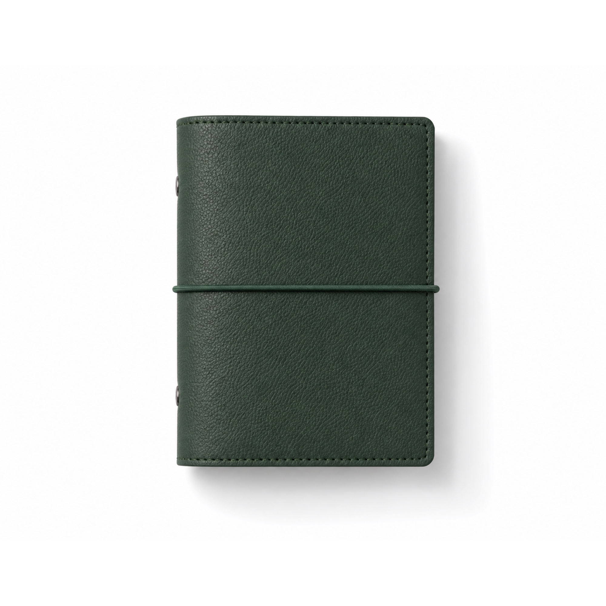 Soft Green A7 Pocket six-ring planner cover with elastic closure on a white background