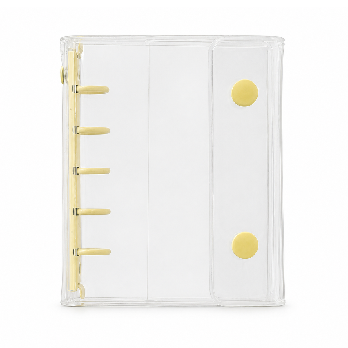 Yellow M5 Clear Double-Snap 5-Ring Planner Binder Cover on white background