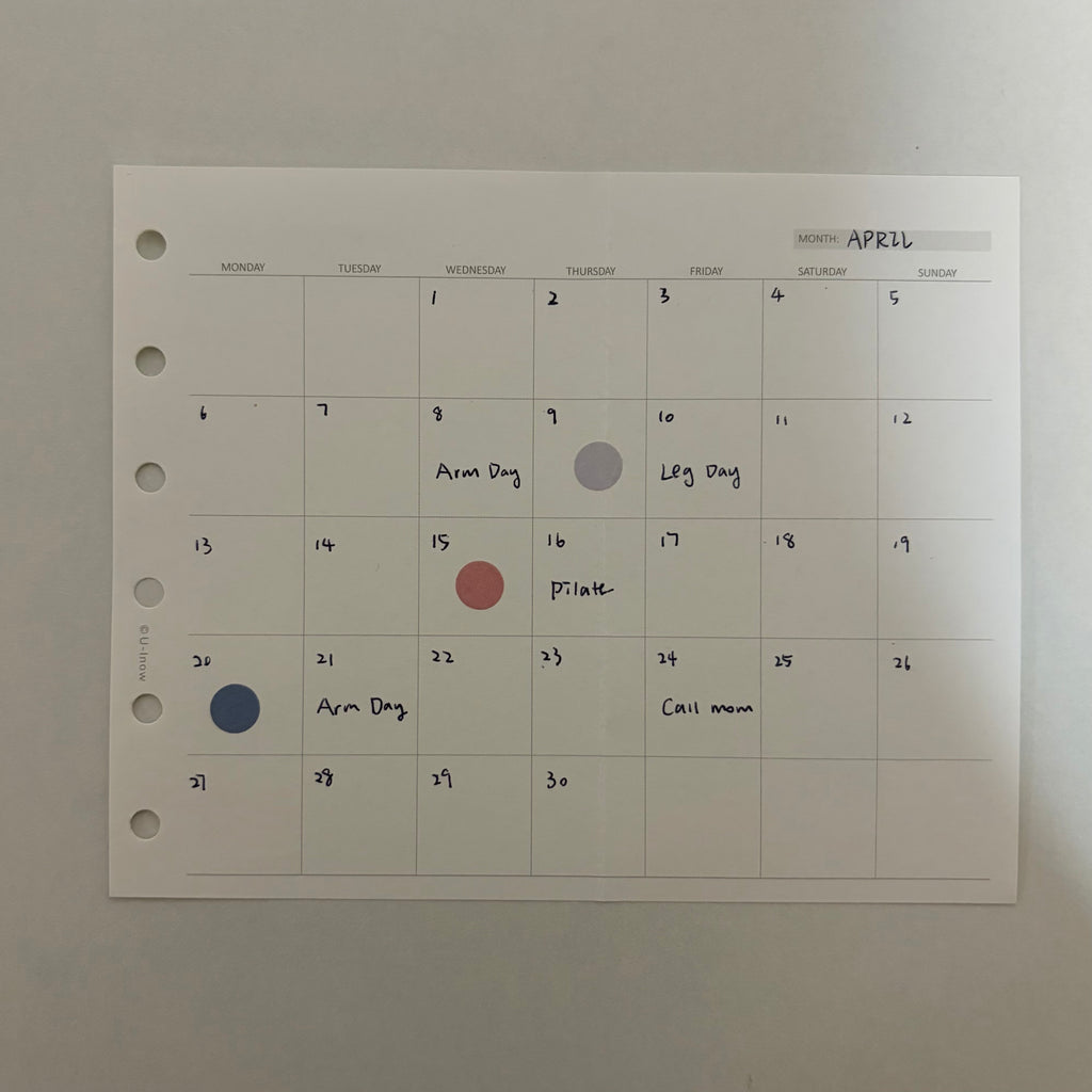 Aesthetic Fold-Out Monthly Inserts - A7 Pocket Size