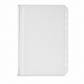Frosted clear A5 zipper binder pocket with six holes on a white background