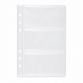 Clear A6 six-ring planner insert with three horizontal pockets on a white background