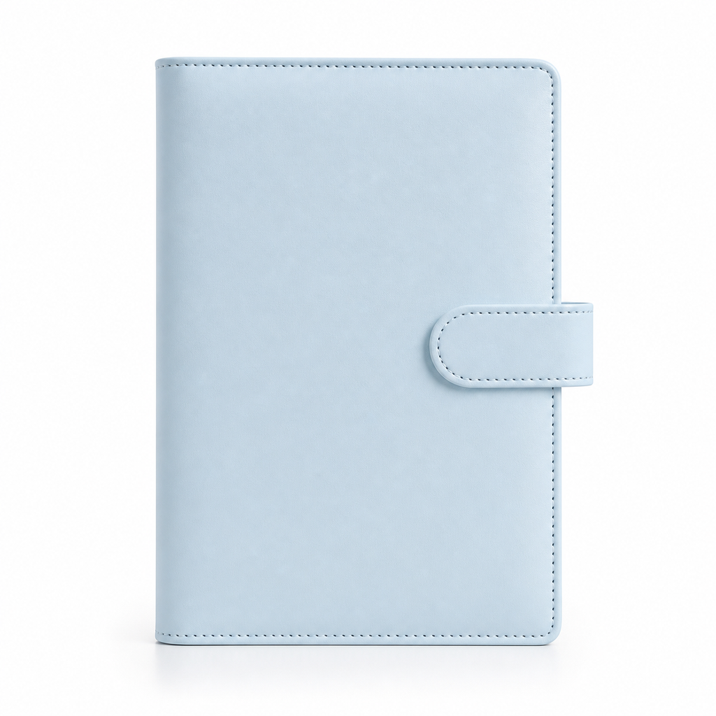 Baby Blue A6 budget binder cover on a white background