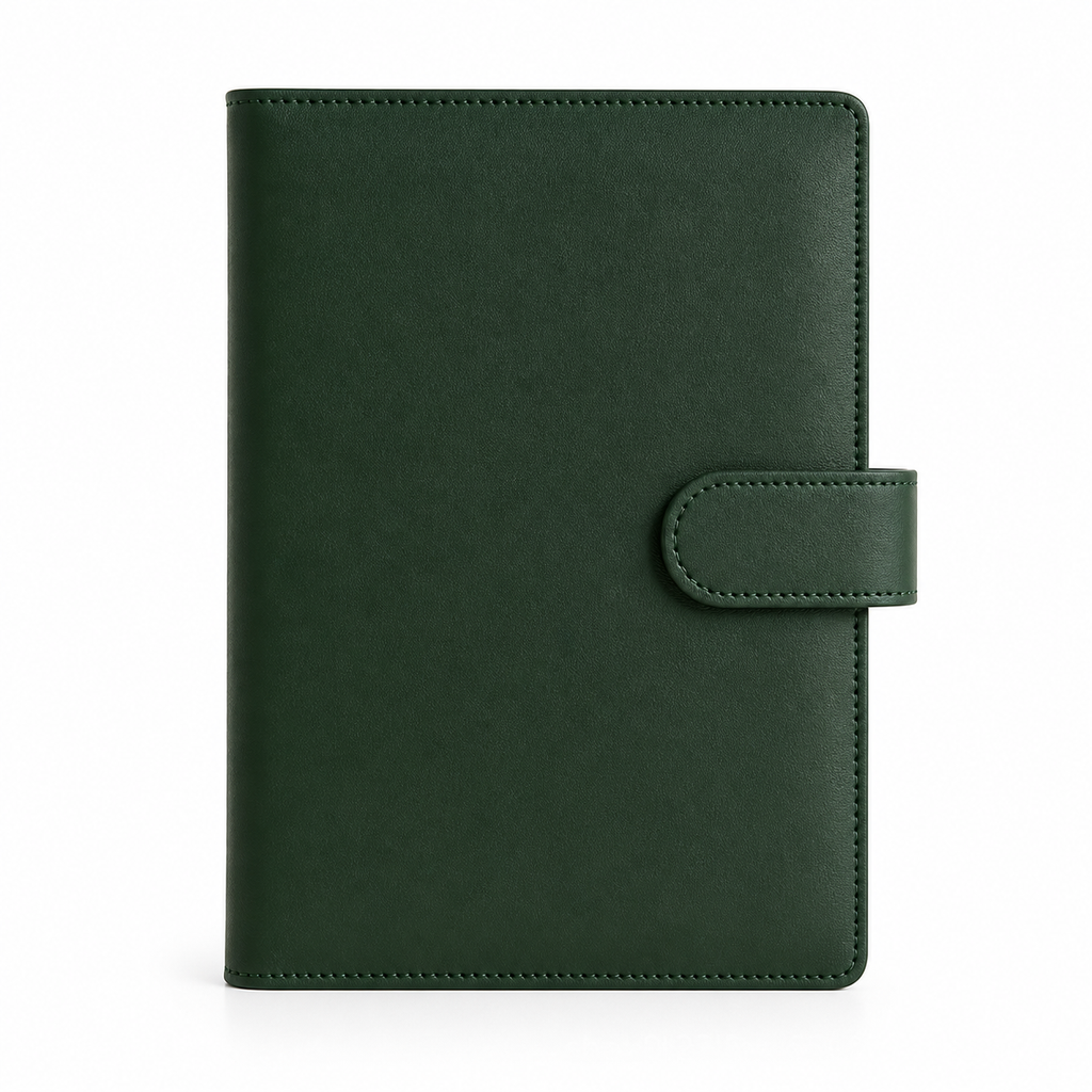 Avocado Green A6 budget binder cover on a white background