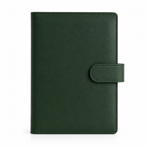 Avocado Green A6 budget binder cover on a white background