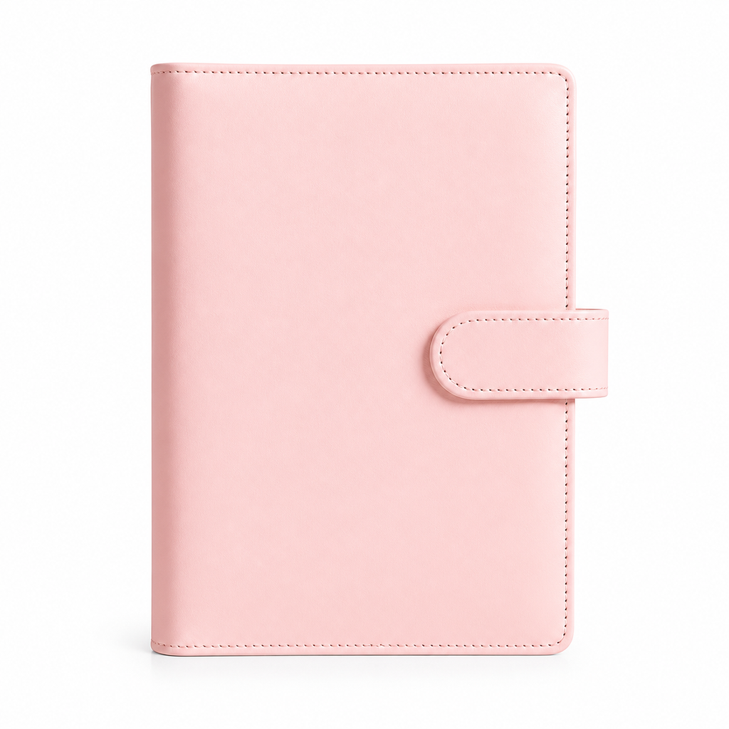 Baby Pink A6 Macaron planner binder cover on a white background