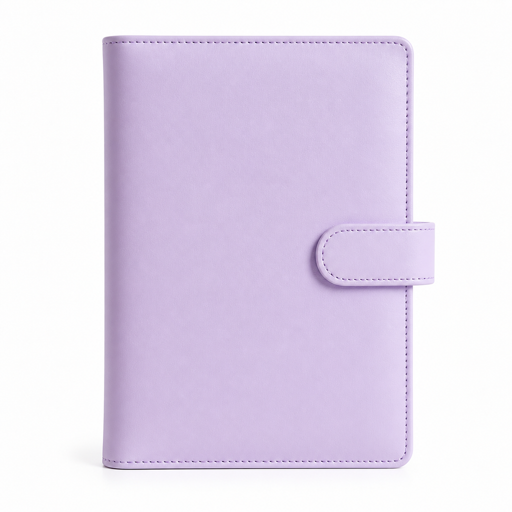 Light purple lavender A6 Macaron planner binder cover on a white background