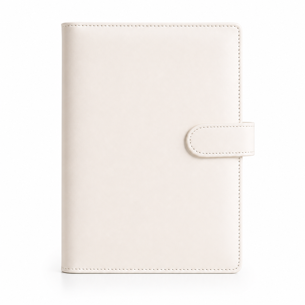 White A6 budget binder cover on a white background
