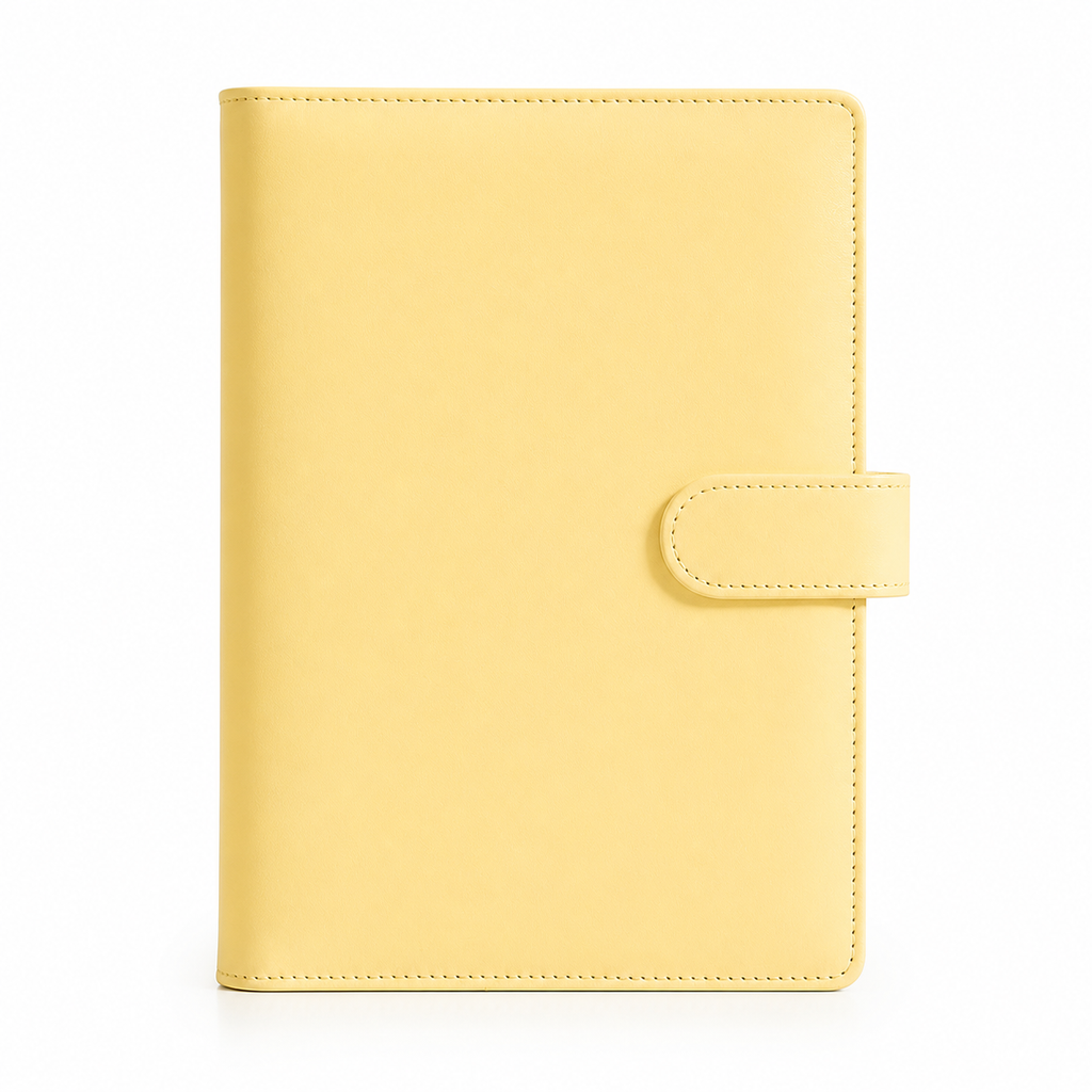 Butter Yellow A6 budget binder cover on a white background