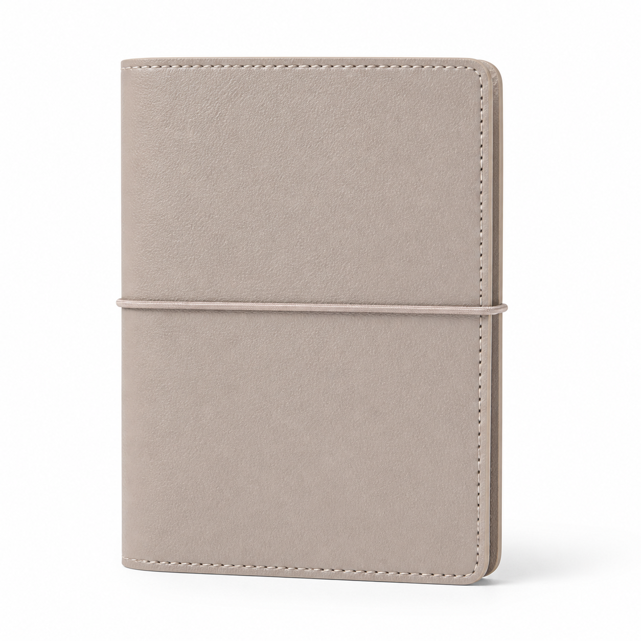 Beige A7 Pocket six-ring planner cover with elastic closure on a white background