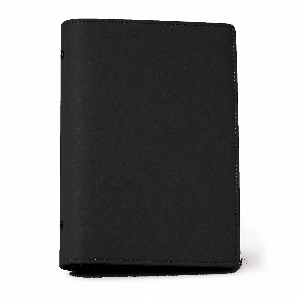 Black A5 PU leather six-ring planner cover