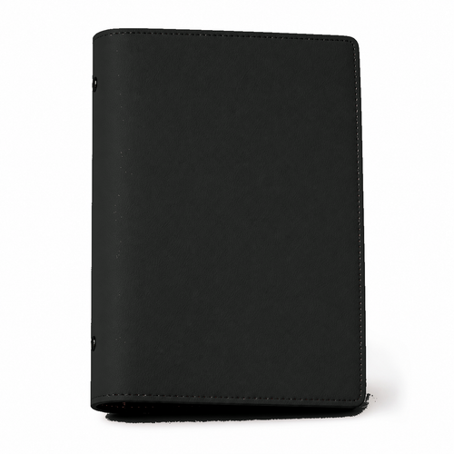 Black A5 PU leather six-ring planner cover
