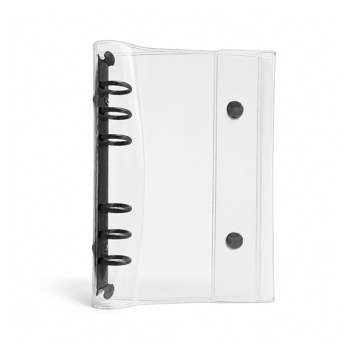 Black A6 Clear Double-Snap 6-Ring Planner Binder Cover on white background