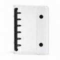 Black A7 Clear Double-Snap 6-Ring Planner Binder Cover on a white background