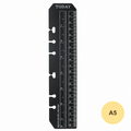 Black A5 snap-in planner ruler bookmark on a white background