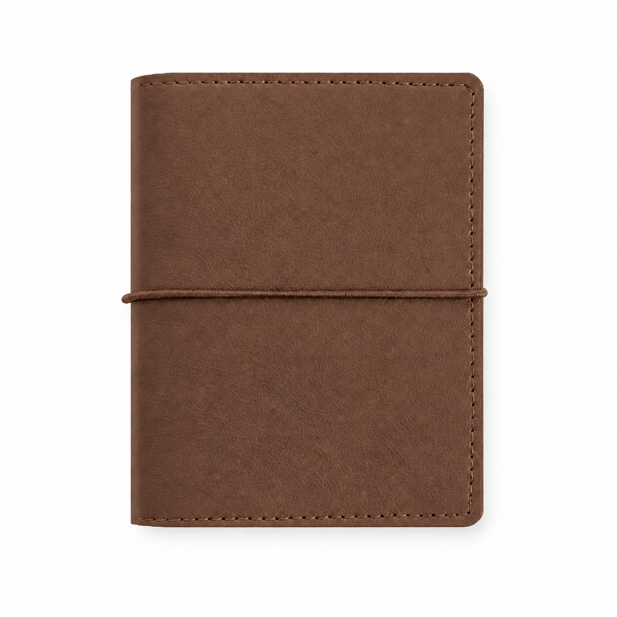 Brown M5 Wide five-ring planner cover with elastic closure on a white background