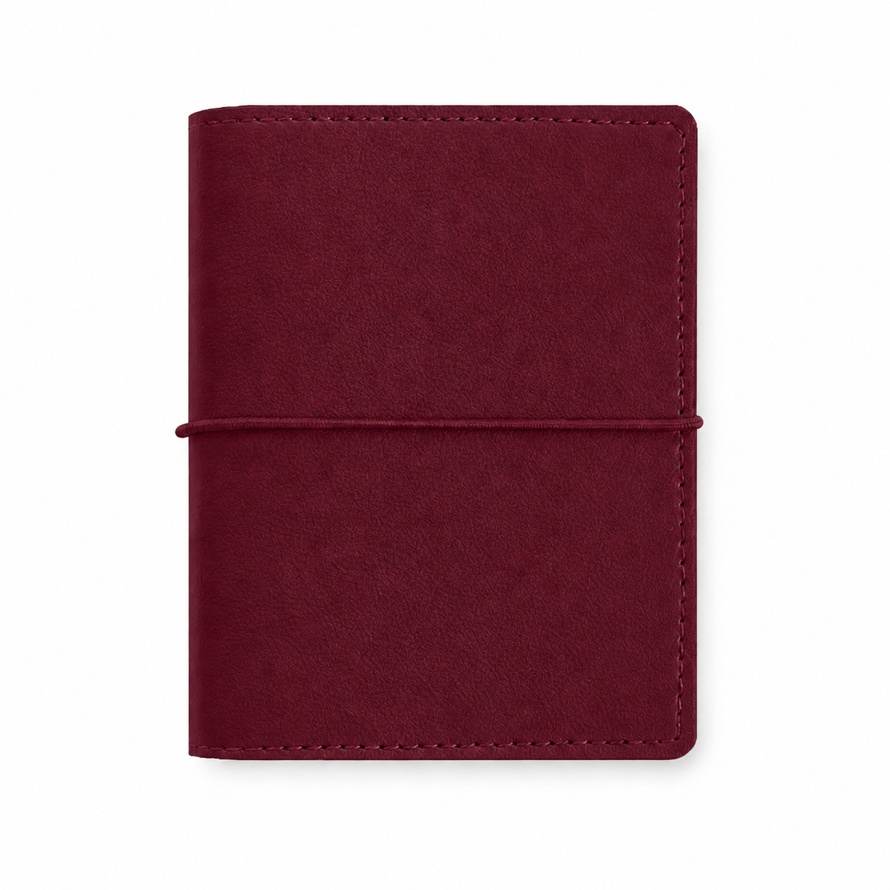 Burgundy M5 Wide five-ring planner cover with elastic closure on a white background