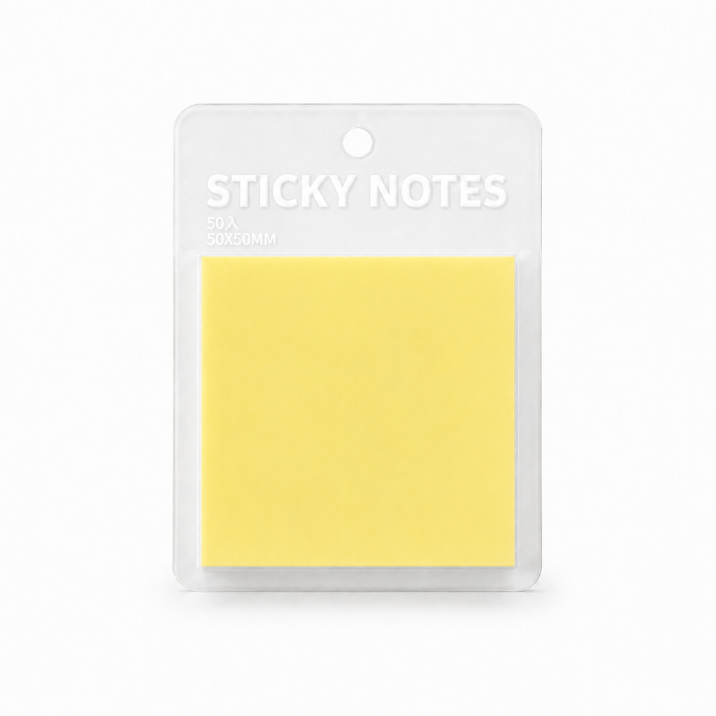 Pastel yellow transparent sticky notes, 2 × 2 in, 50 sheets
