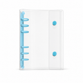 Classic Blue A6 Clear Double-Snap 6-Ring Planner Binder Cover on white background