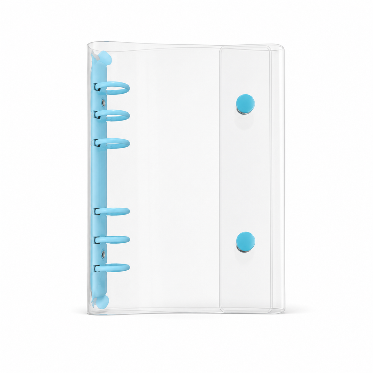 Classic Blue A6 Clear Double-Snap 6-Ring Planner Binder Cover on white background