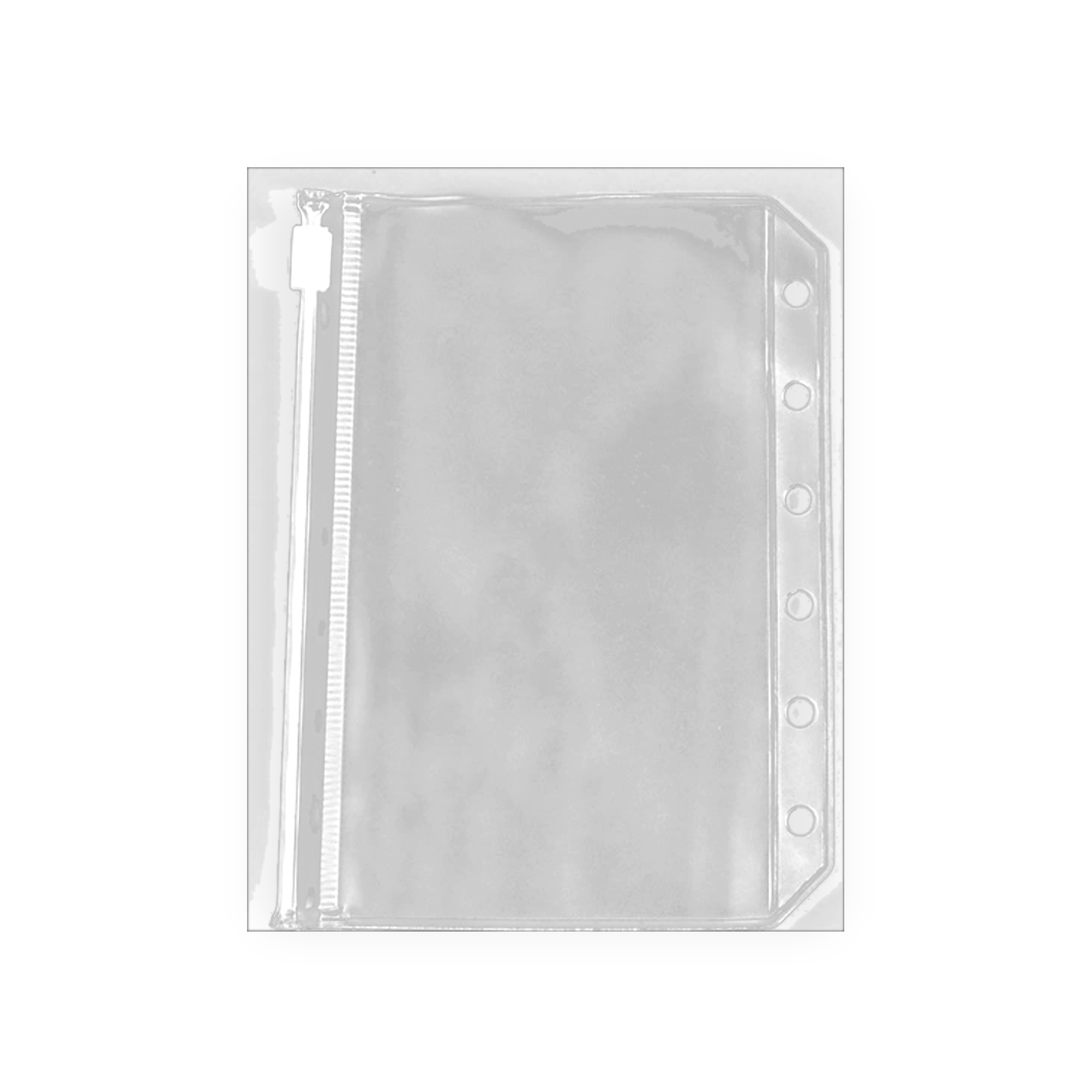 Clear frosted A7 planner zipper pouch insert on white background