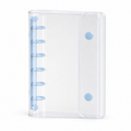 Blue A7 clear PVC planner cover with six-ring spine