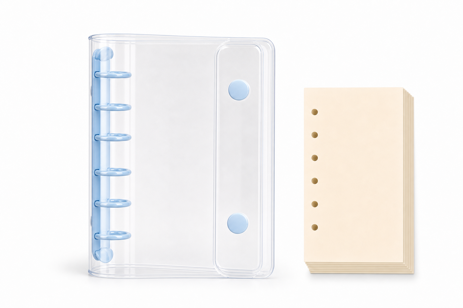 Blue A7 clear planner cover with 50 refill pages
