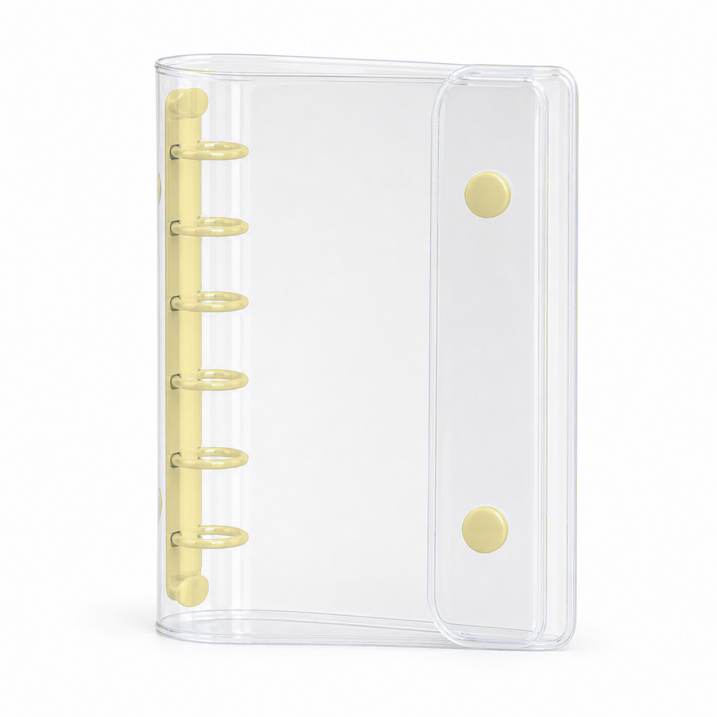 Butter A7 clear PVC planner cover with six-ring spine