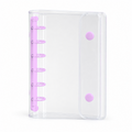 Lavender A7 clear PVC planner cover with six-ring spine