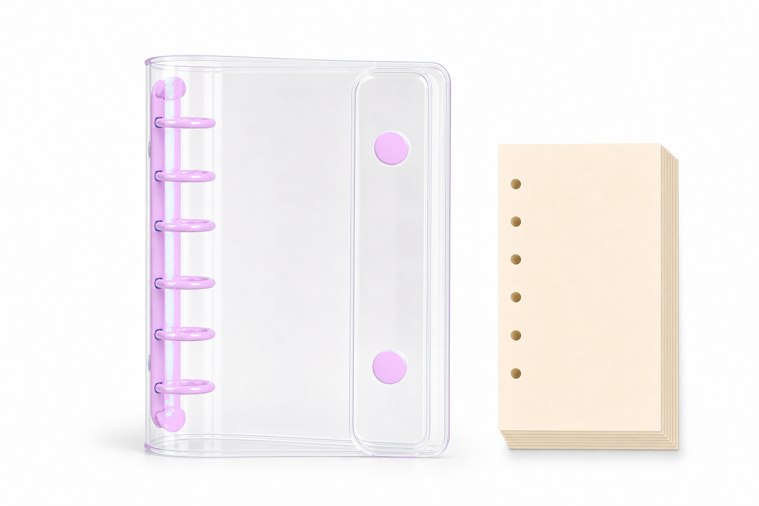 Lavender A7 clear planner cover with 50 refill pages