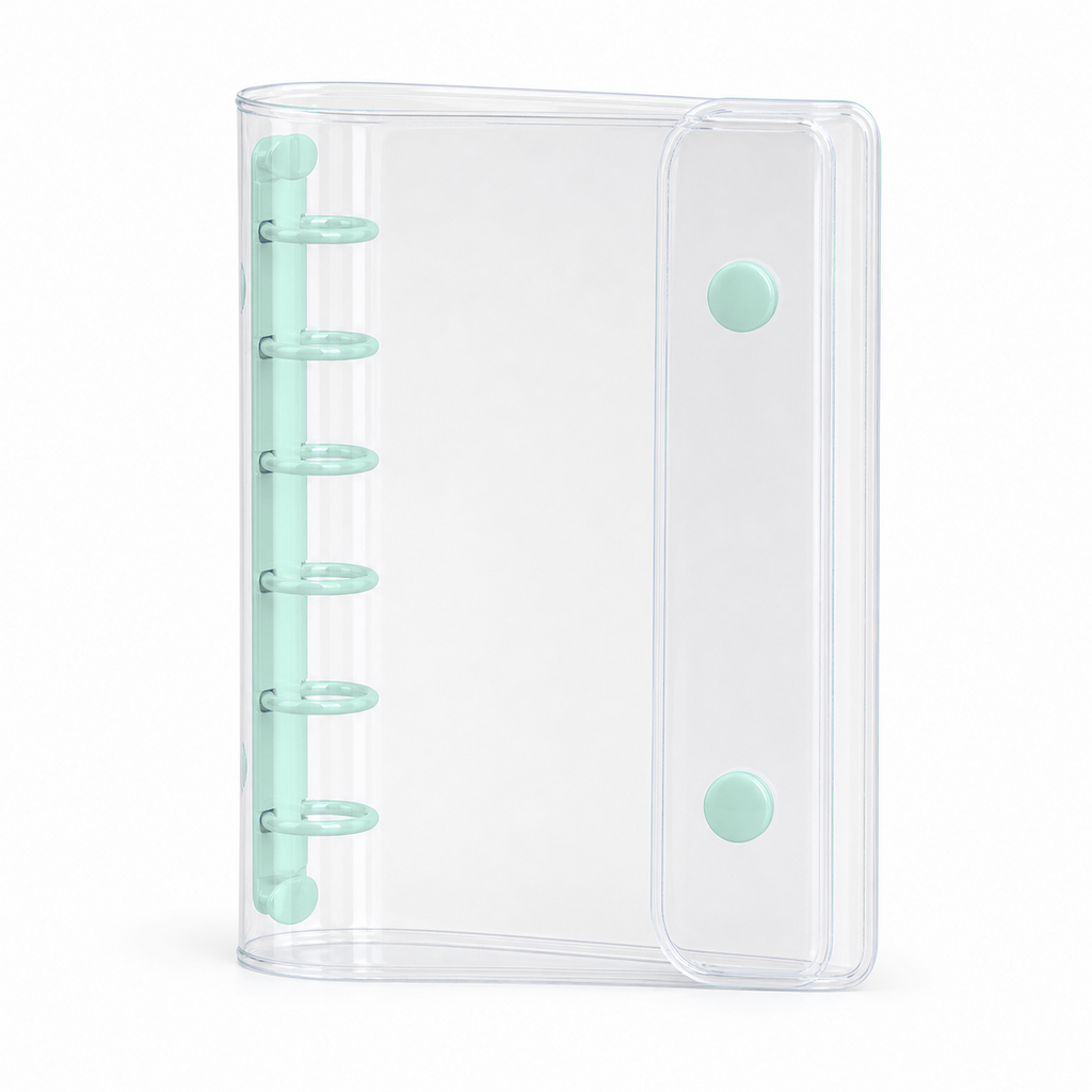 Mint A7 clear PVC planner cover with six-ring spine