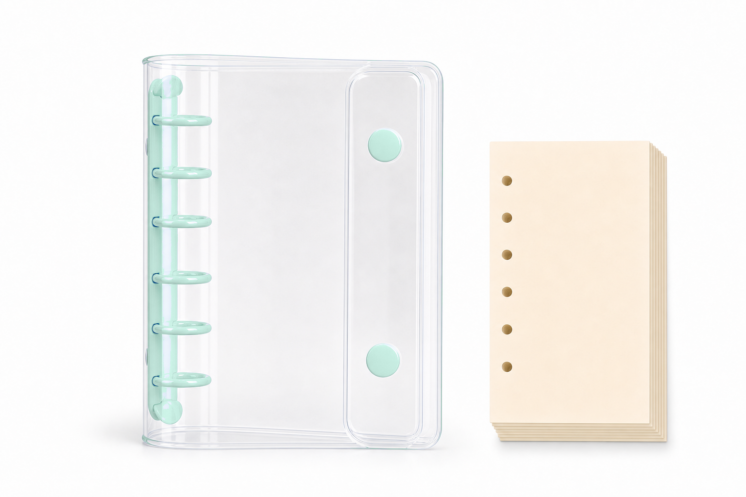 Mint A7 clear planner cover with 50 refill pages