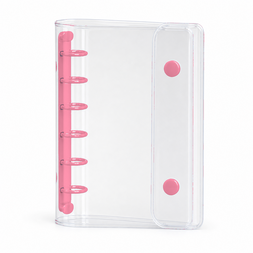 Rose A7 clear PVC planner cover with six-ring spine