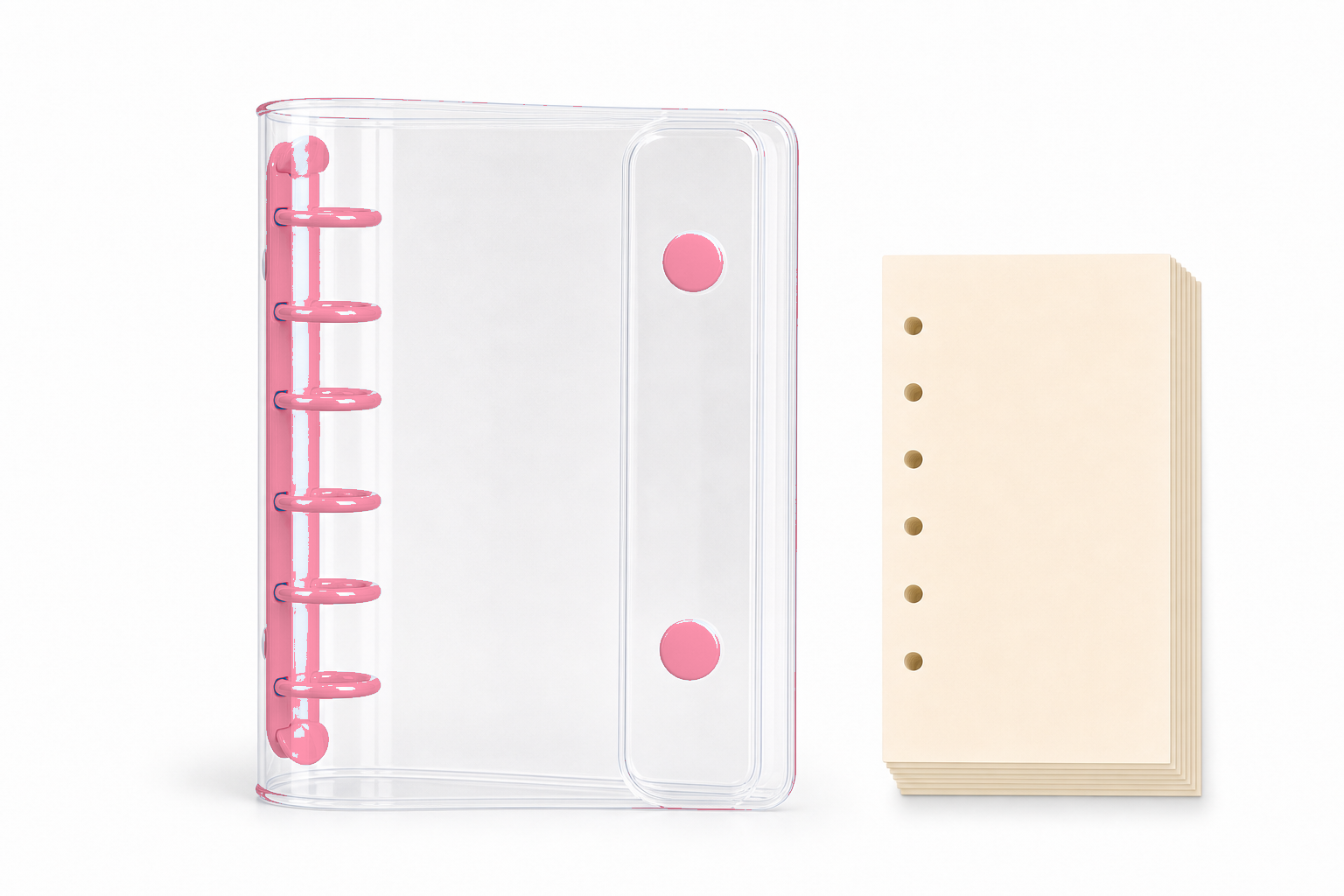 Rose A7 clear planner cover with 50 refill pages