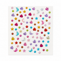 Colorful 3D gem deco sticker sheet with moons stars hearts and round gems