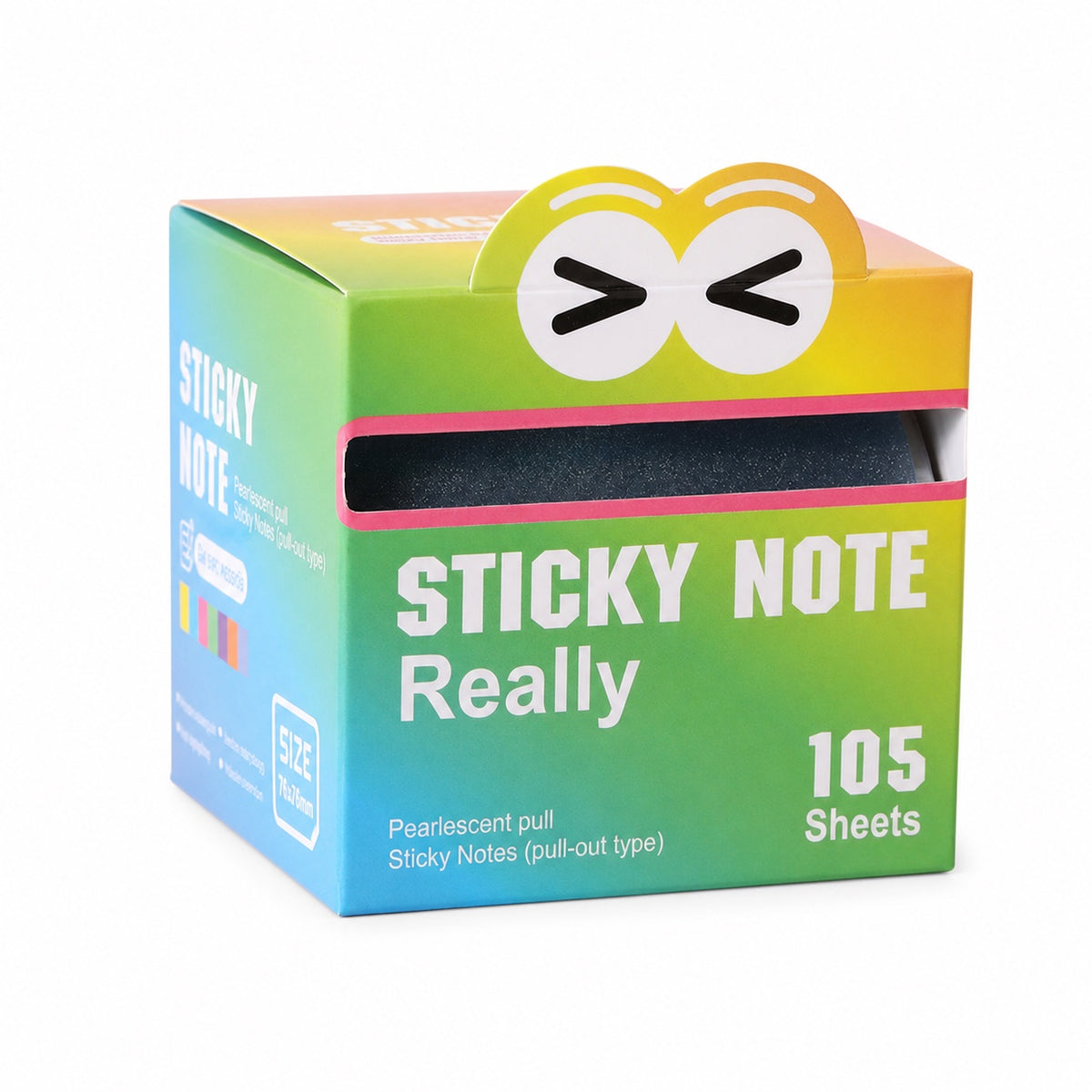 Really pearlescent pull-out sticky notes dispenser on a white background