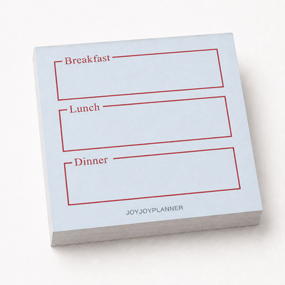 Daily Meal Log 50 × 50 mm mini memo pad with breakfast, lunch and dinner boxes