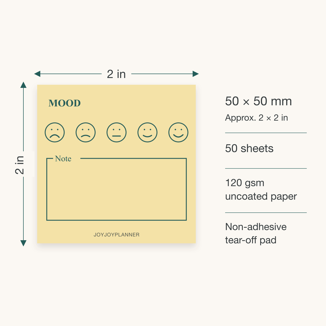 Daily mood tracker notepad size 50 by 50 mm with 50 sheets
