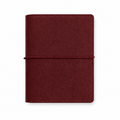 Dark Red M5 Wide five-ring planner cover with elastic closure on a white background