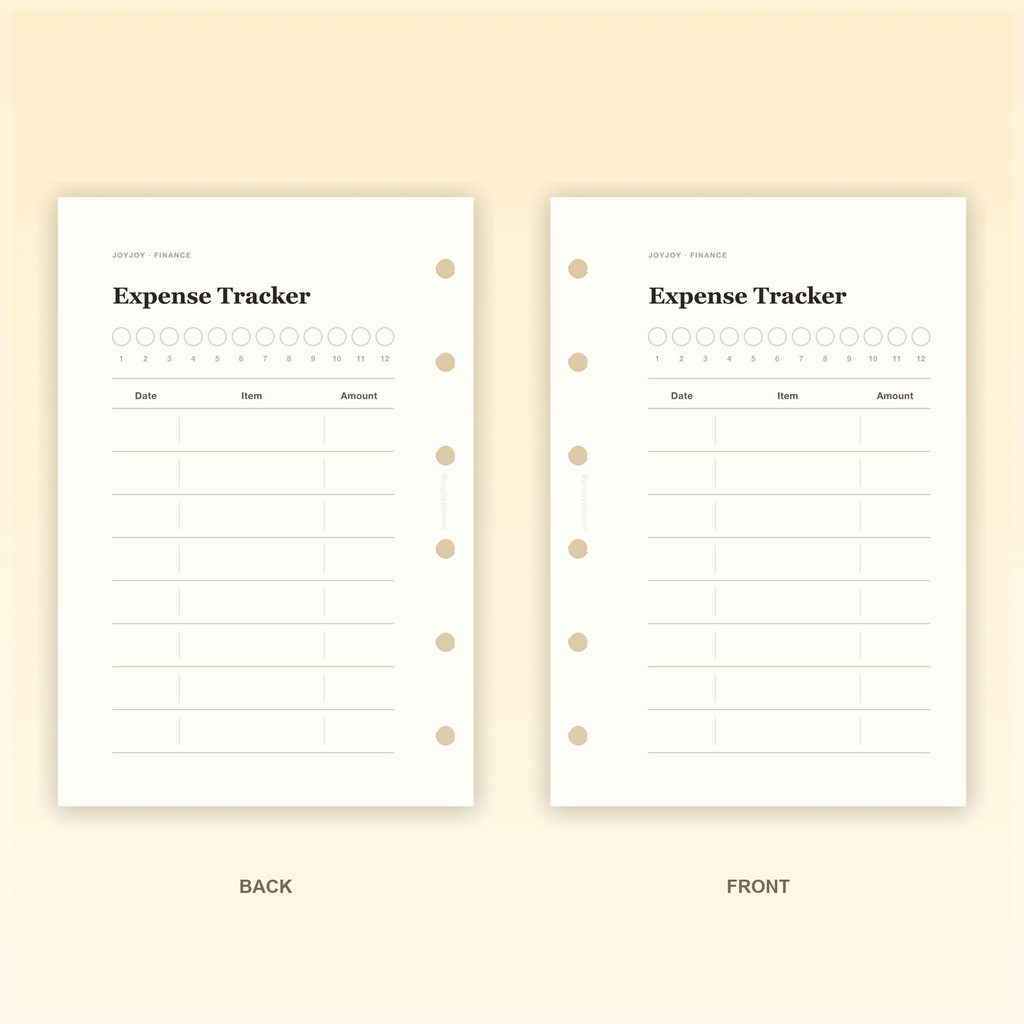 Expense Tracker A7 pocket planner insert front and back design preview