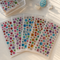 Five colorful self-adhesive flower & square mix — 115 gems sticker sheets; each sheet may have different colors and gem arrangements