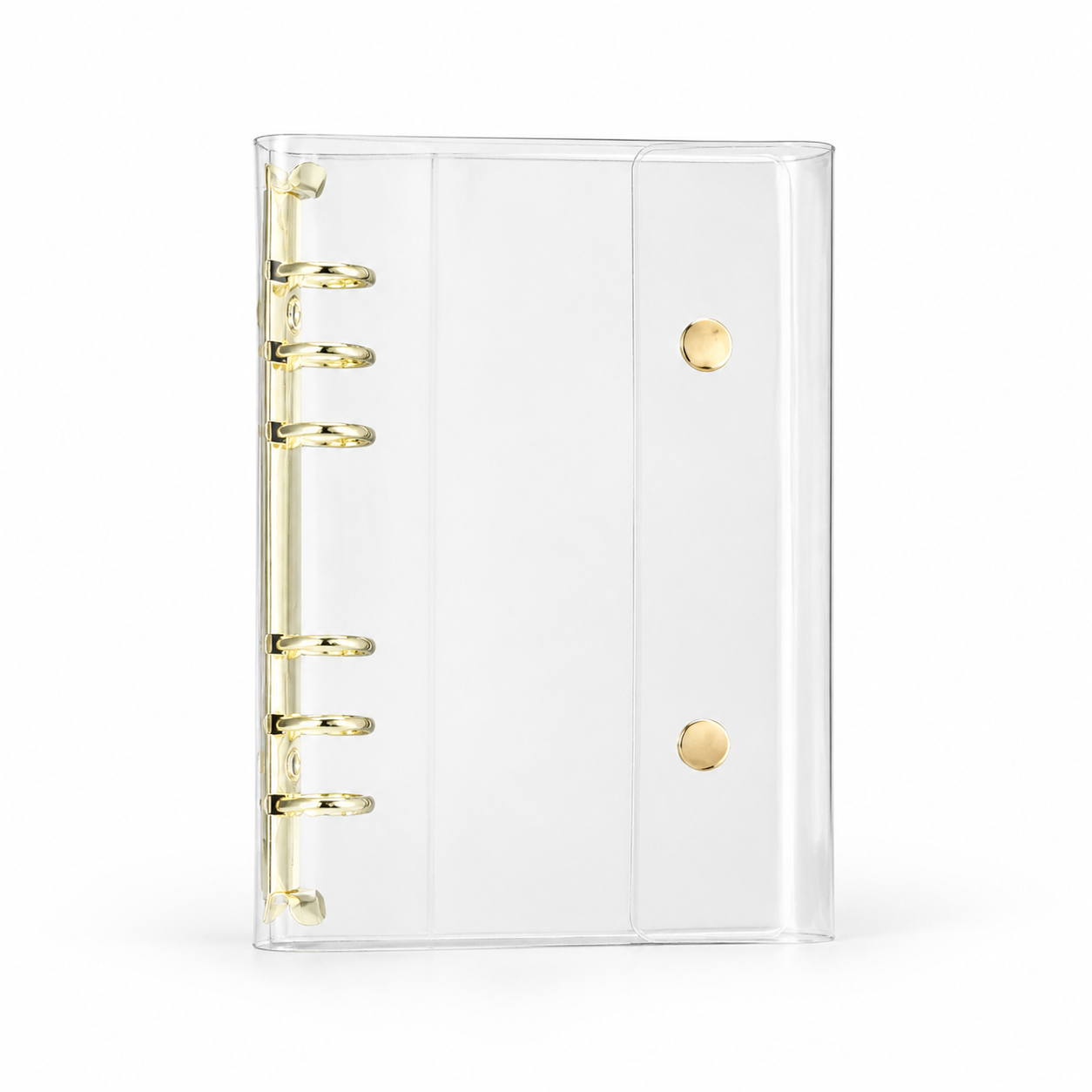 Gold A6 Clear Double-Snap 6-Ring Planner Binder Cover on white background